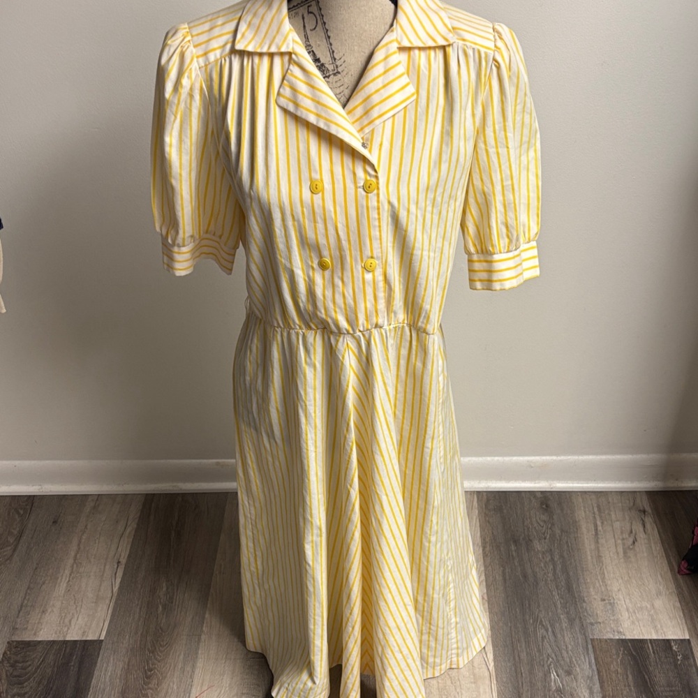 Vintage 60’s Yellow Striped Midi Dress